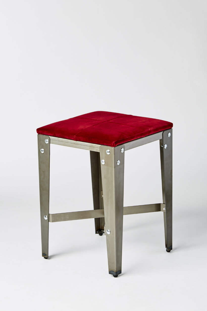 Tabouret bas Lager 1BB + Velvet Plus 33 marron